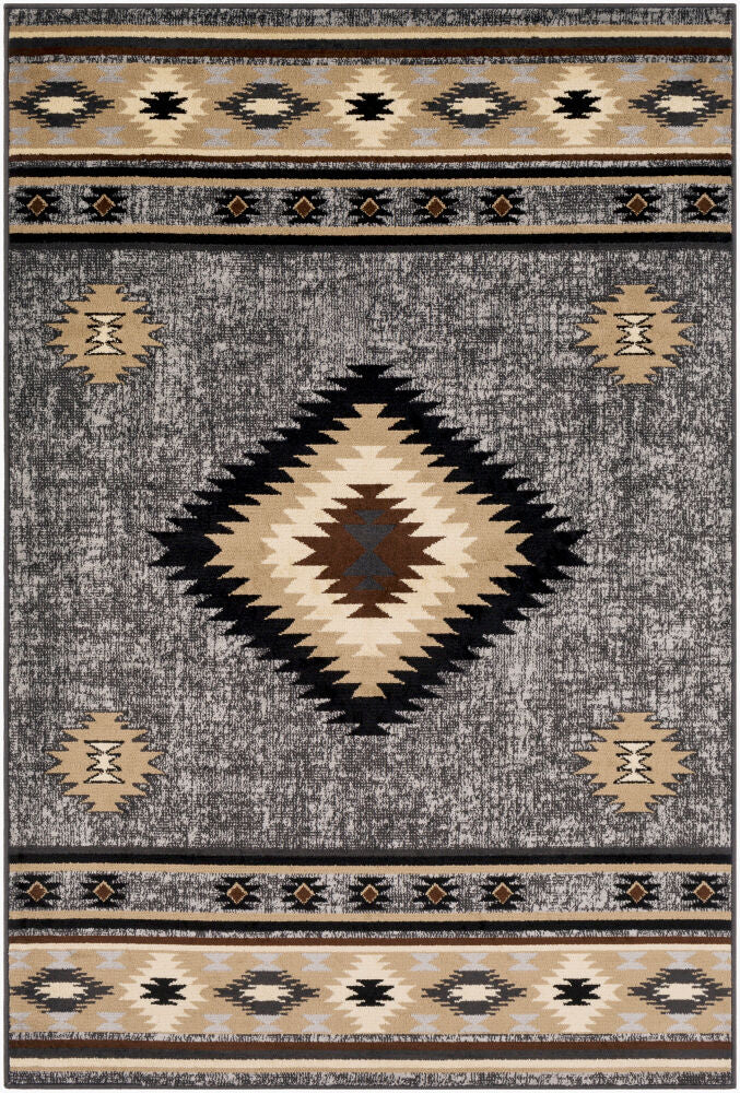 Paramount Machine Woven Rug — Black/Charcoal