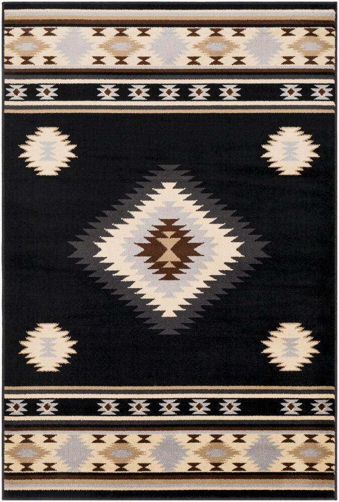 Paramount Machine Woven Rug — Black/Charcoal