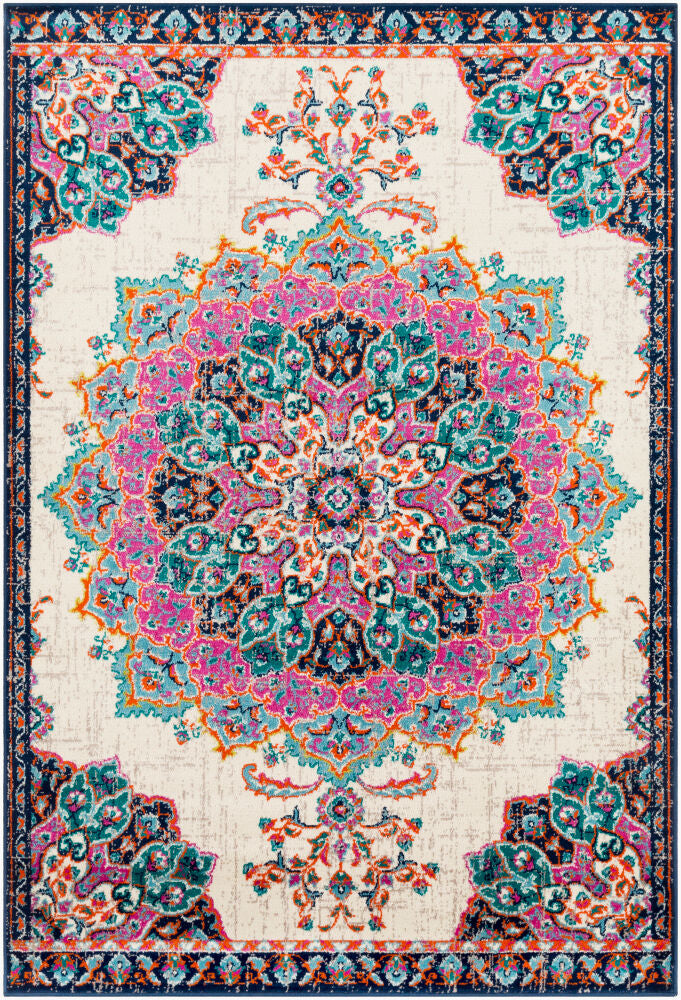 Paramount Machine Woven Rug — Aqua/Bright Orange