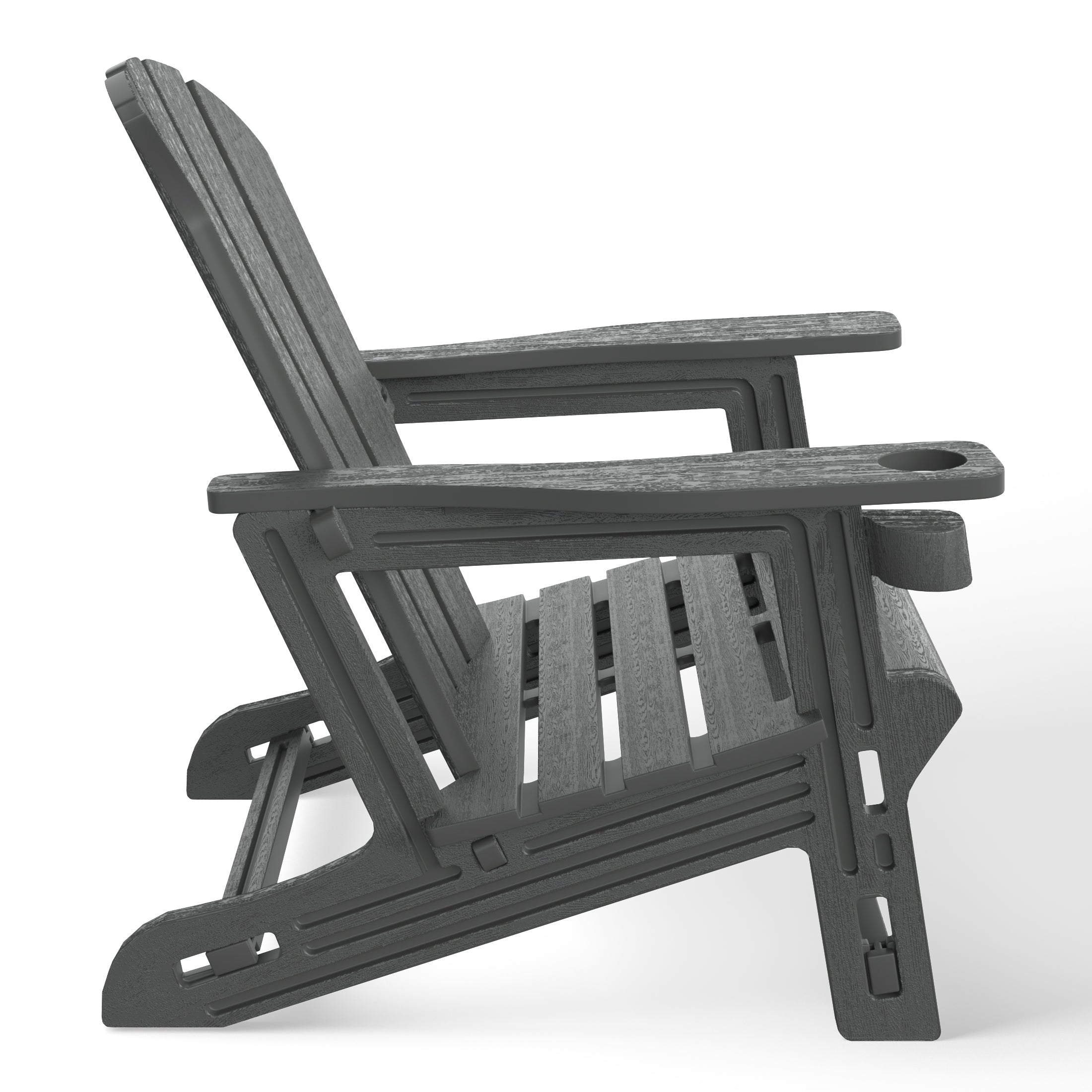 Snap'n Lock Adirondack Chair with Cupholder (No Tools or Hardware) Gray Seahawk Designs Adirondack Chairs