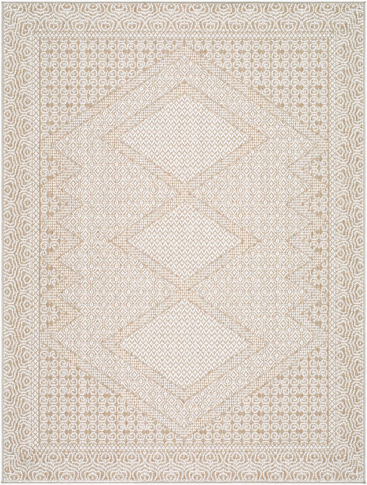 Pismo Beach Machine Woven Rug — Tan/White