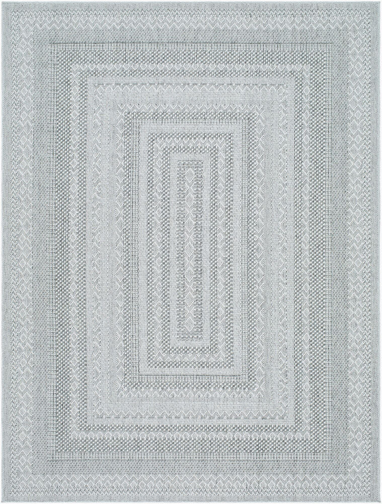 Pismo Beach Machine Woven Rug — Medium Gray/White