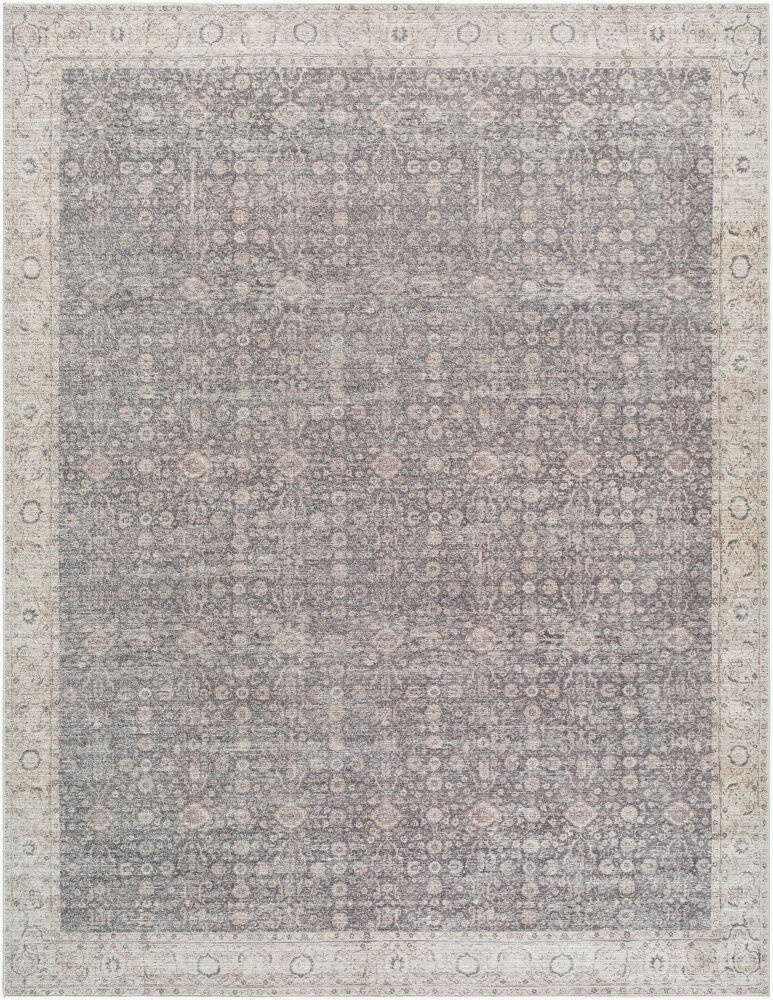 Spokane Machine Woven Rug — Charcoal/Ivory