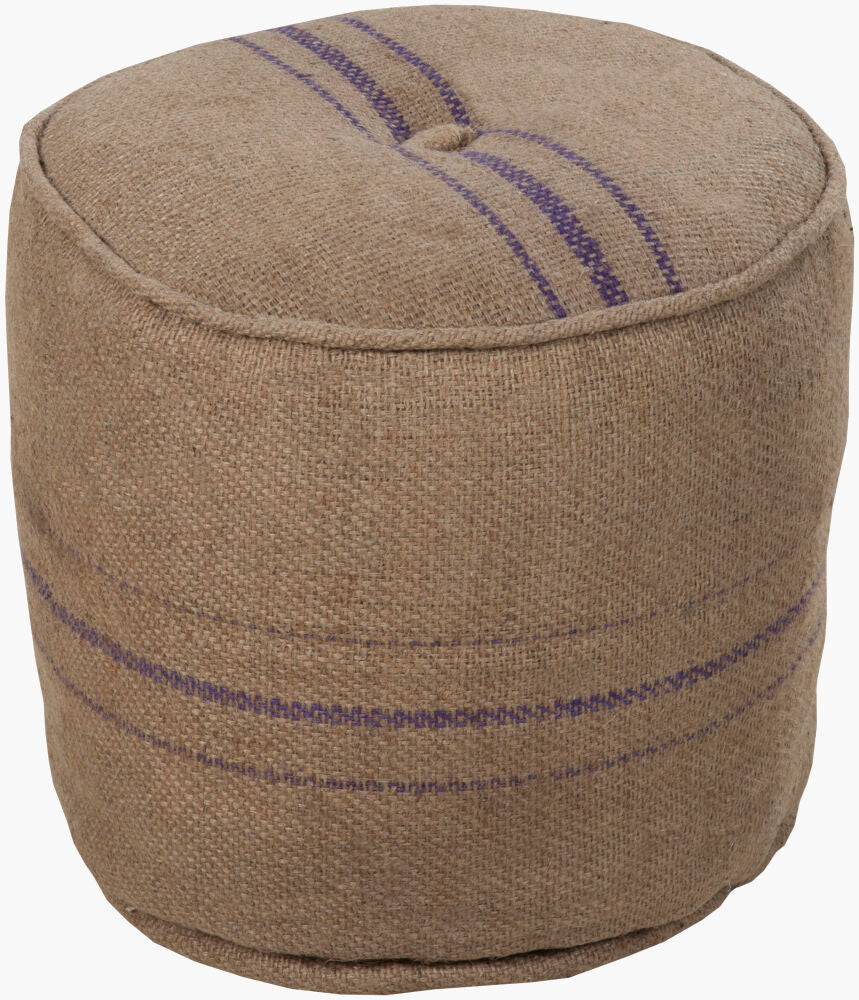 Burlap Pouf — Aqua/Purple
