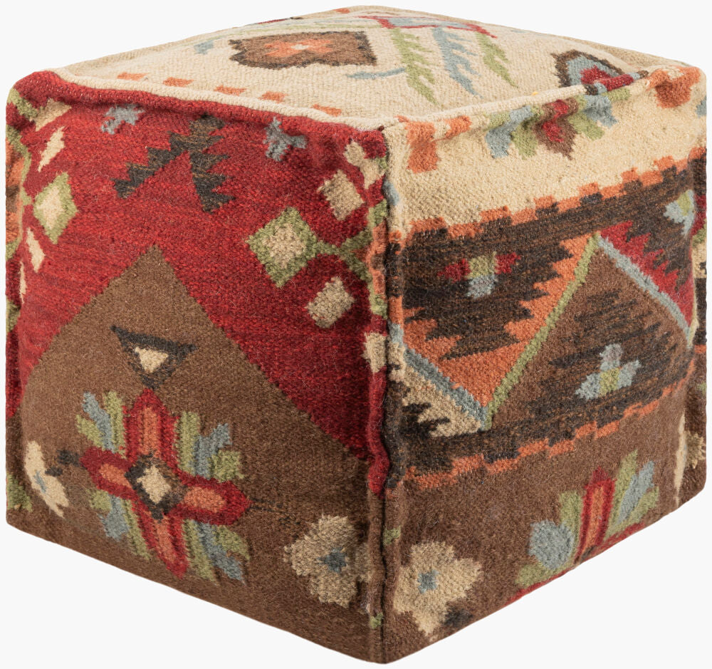 Frontier Pouf — Brown/Burnt Orange