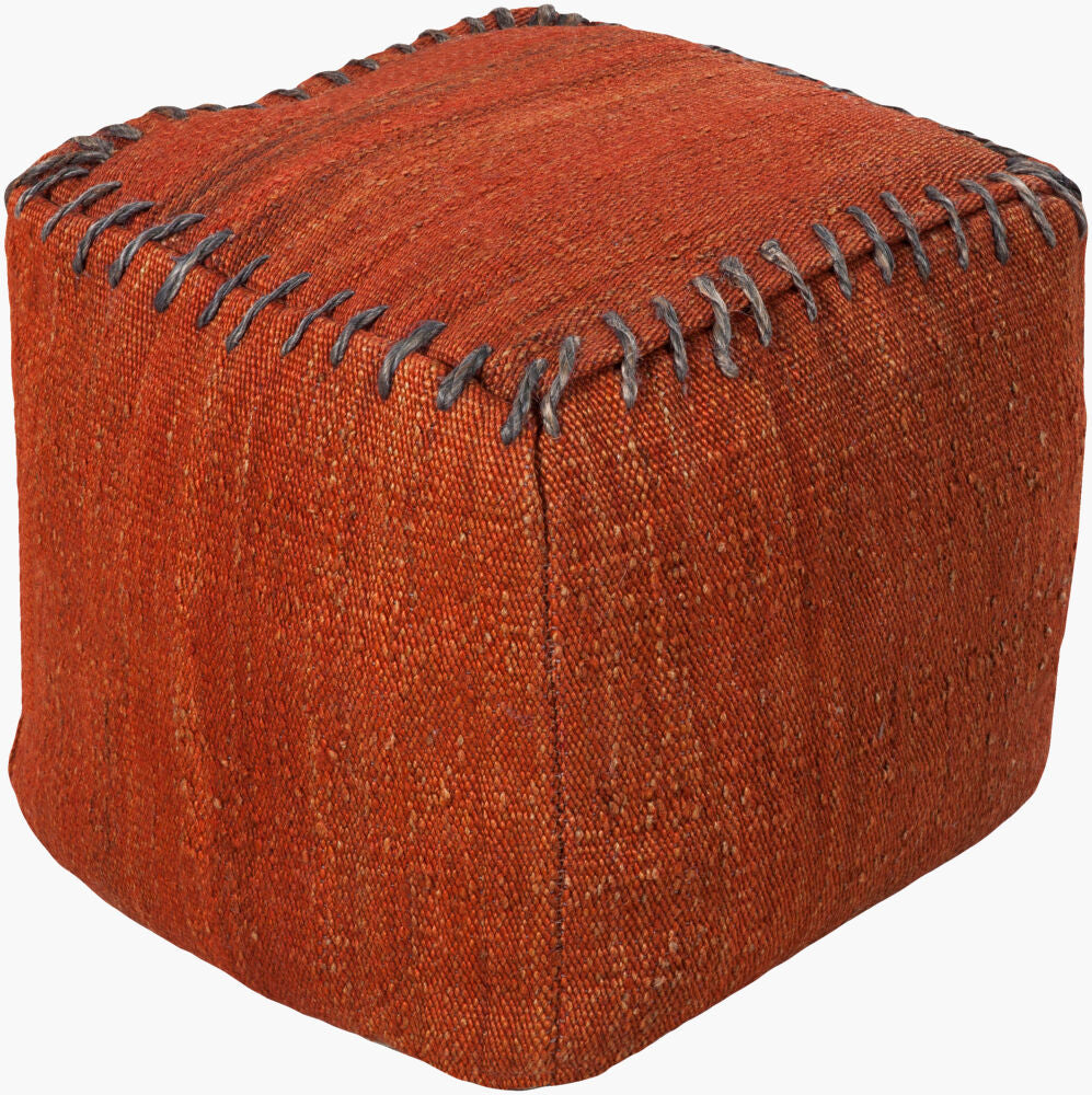 Woodstock Pouf — Charcoal/Rust
