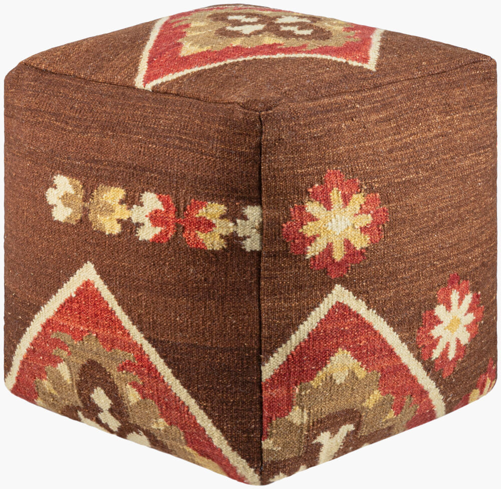 Frontier Pouf — Dark Brown/Mustard
