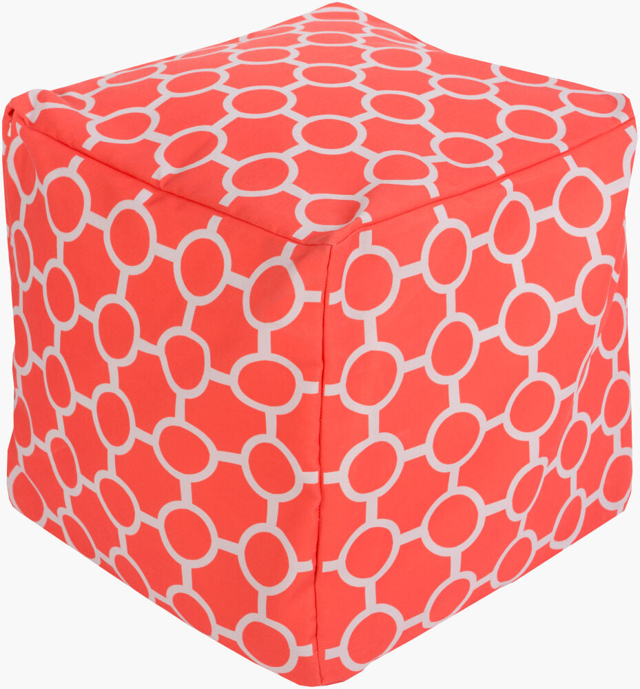 Rain Pouf — Coral/Light Gray