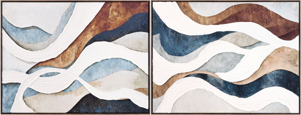 Praya Framed Art — Blue/Dark Brown