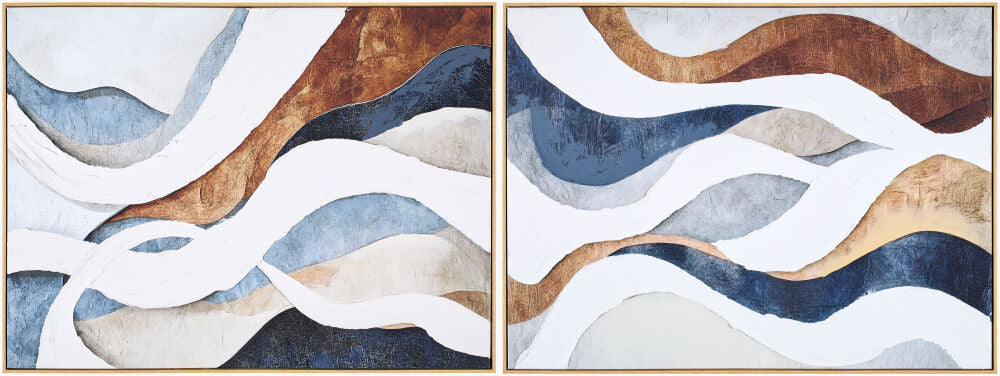 Praya Framed Art — Blue/Dark Brown