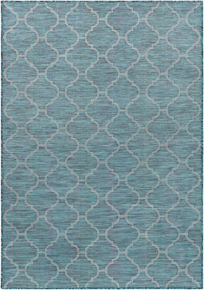 Pasadena Machine Woven Rug — Aqua/Black