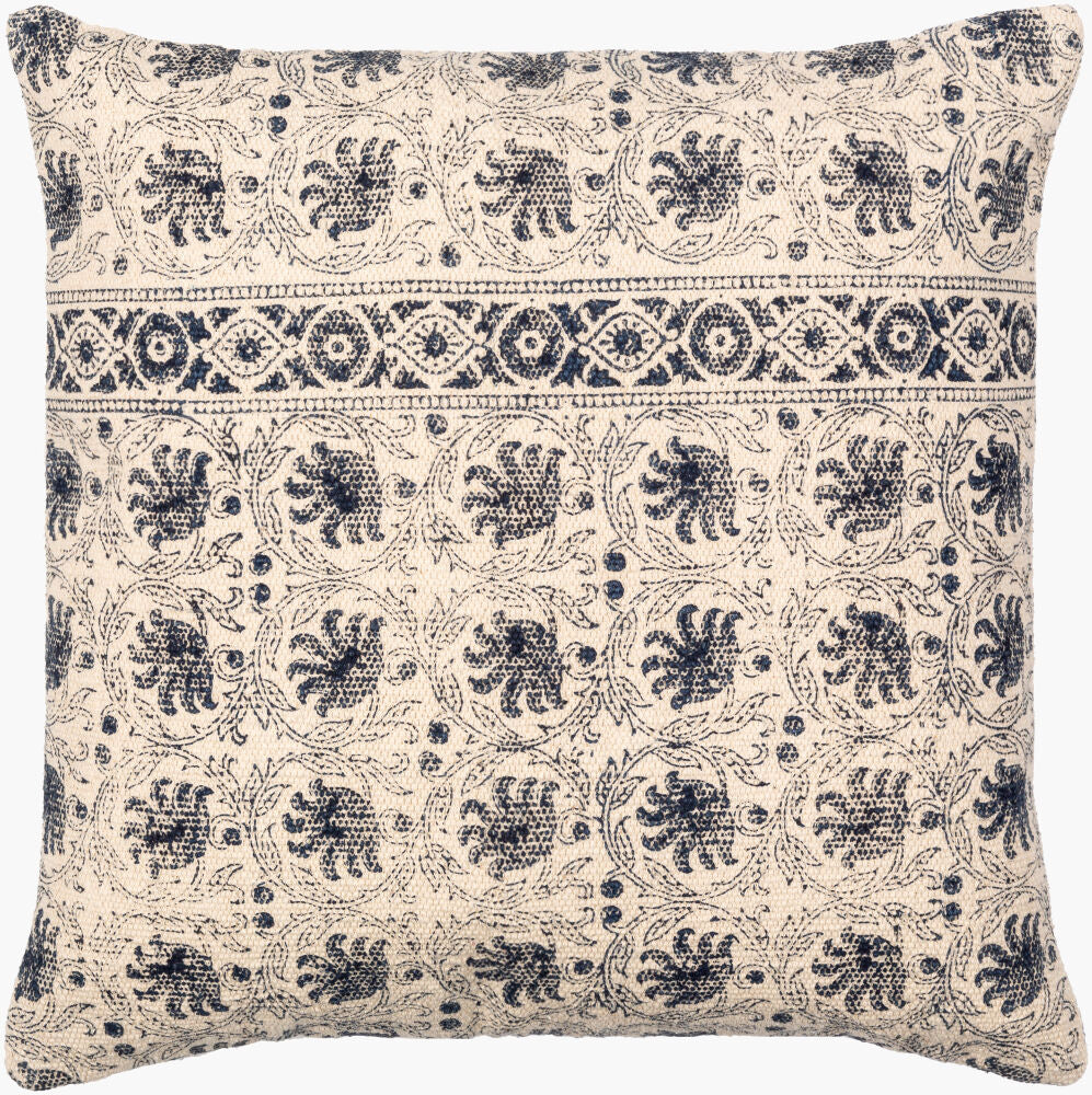 Prisha Accent Pillow — Light Beige/Navy