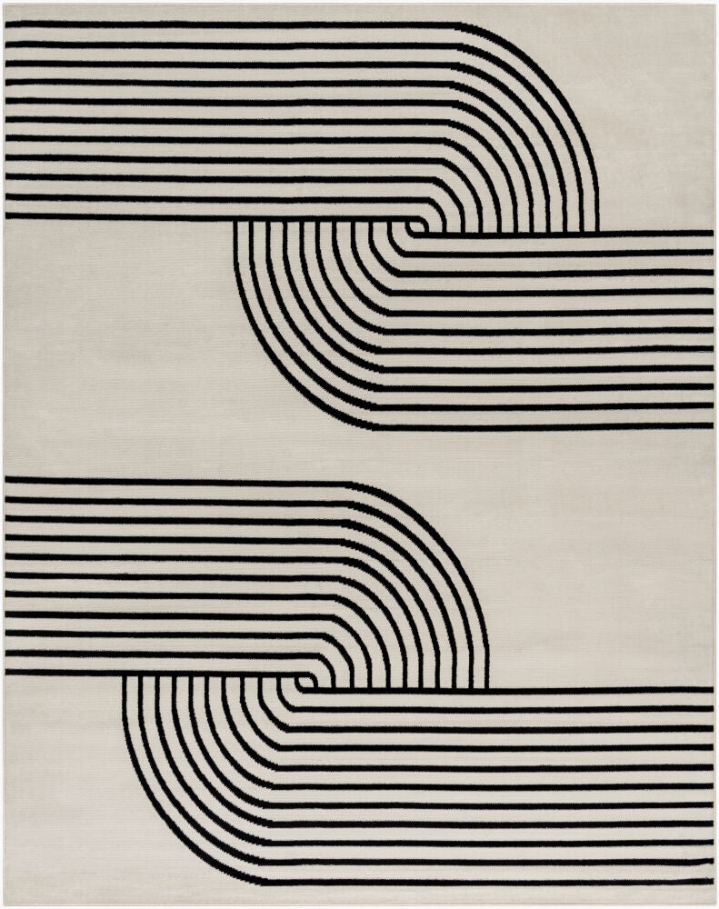 Pisa Machine Woven Rug — Black/Light Gray