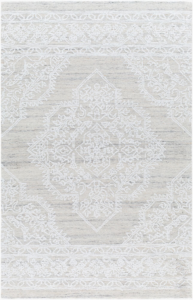 Piazza Handmade Rug — Light Gray/White
