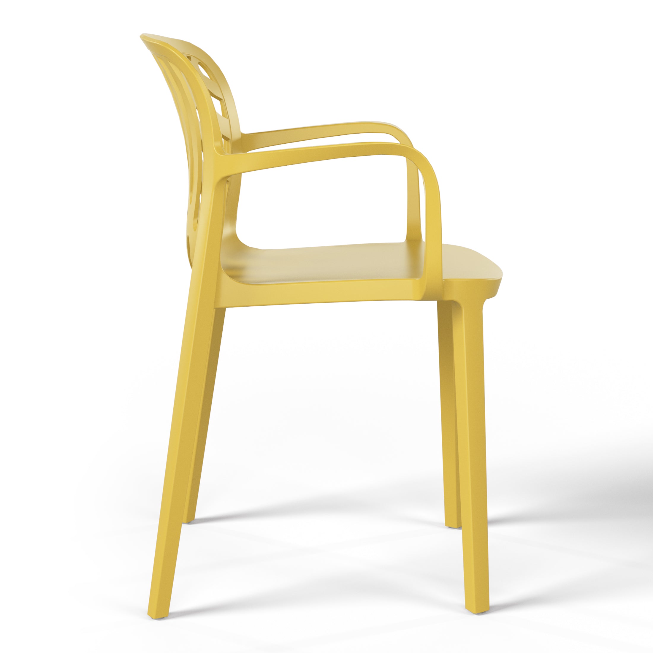 Polyform Stacking Dining Arm Chair (Set of 2) Yellow Seahawk Designs Patio Dining Chairs