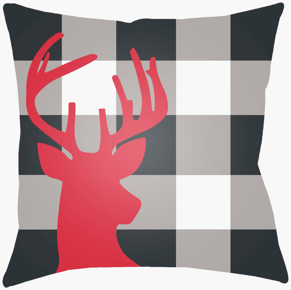 Reindeer Buffalo Accent Pillow — Black/Medium Gray