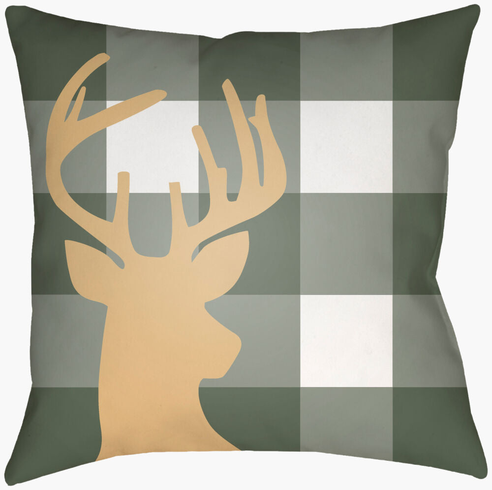 Reindeer Buffalo Accent Pillow — Dusty Sage/Metallic Gold