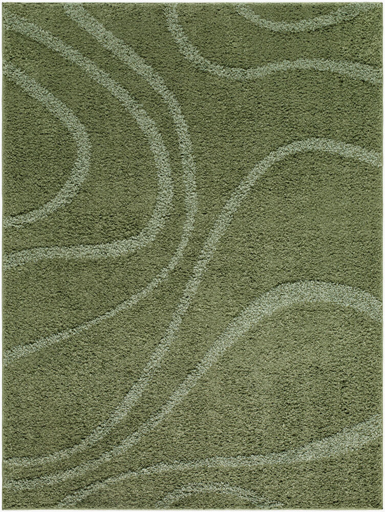 Rodos Machine Woven Rug — Dark Green/Medium Green