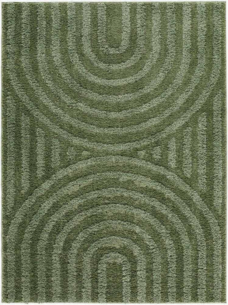 Rodos Machine Woven Rug — Dark Green/Medium Green