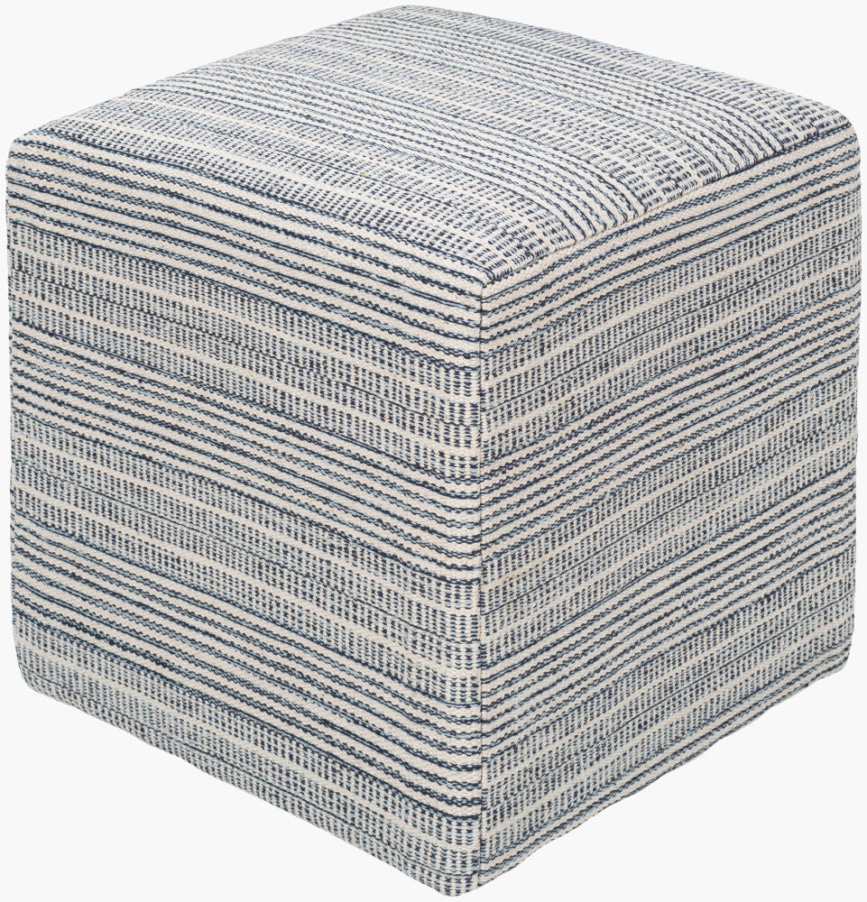 Ryder Pouf — Ivory/Light Blue