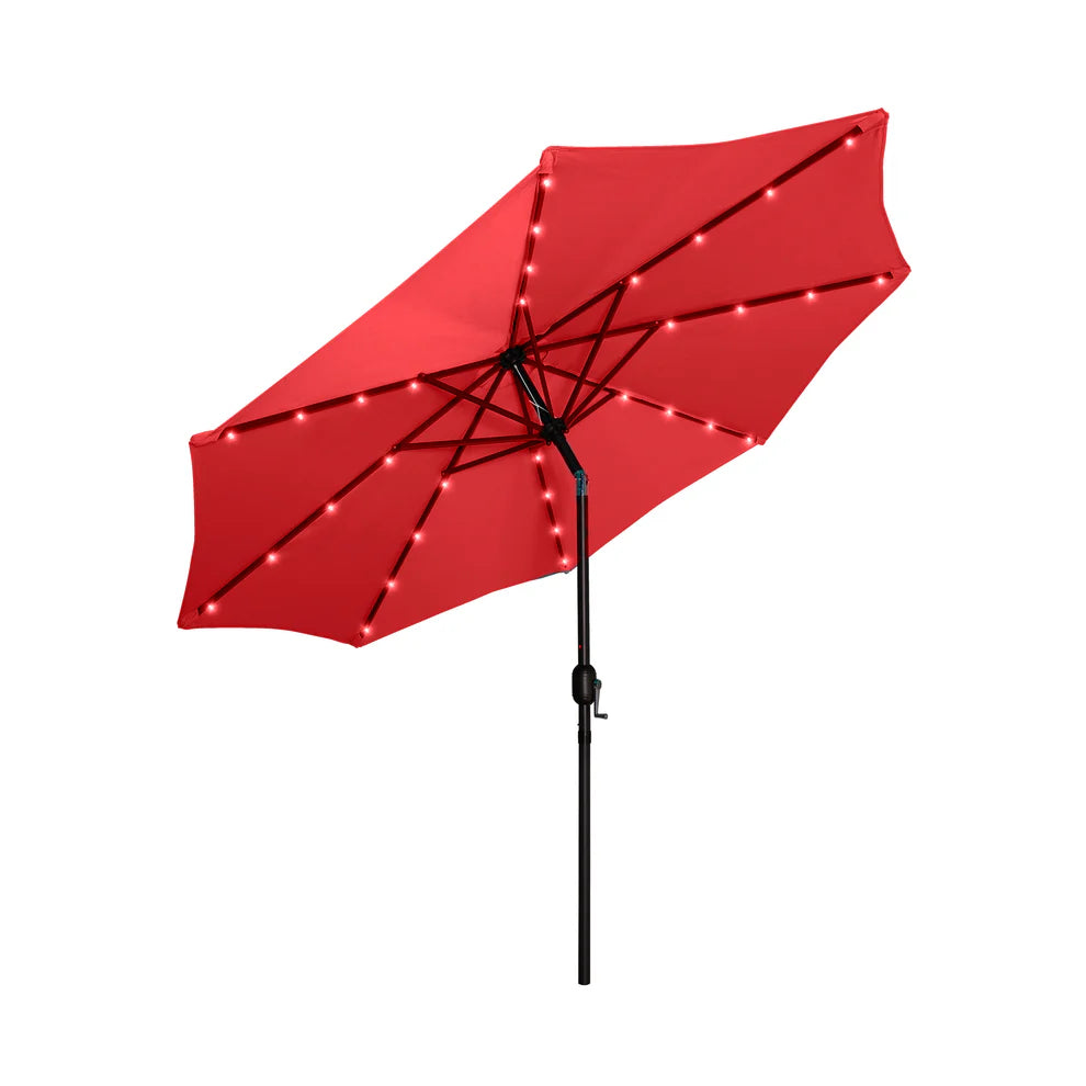 Kona 9ft Market Umbrella with Solar LED Lights Red Seahawk Designs Patio Umbrellas