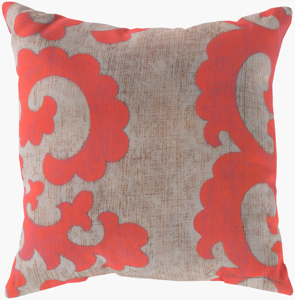 Rain Accent Pillow — Coral/Light Beige