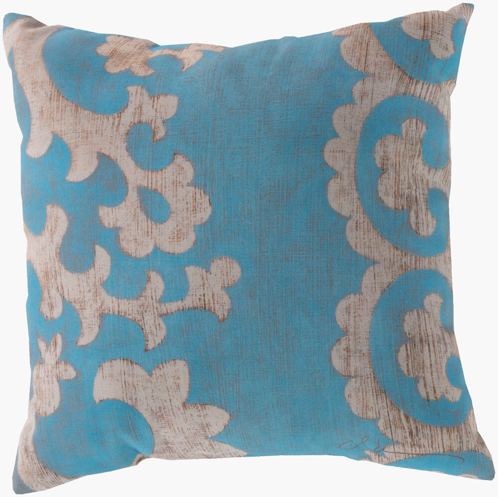 Rain Accent Pillow — Aqua/Light Beige