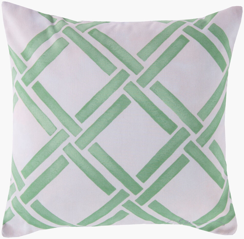 Rain Accent Pillow — Grass Green/Light Beige