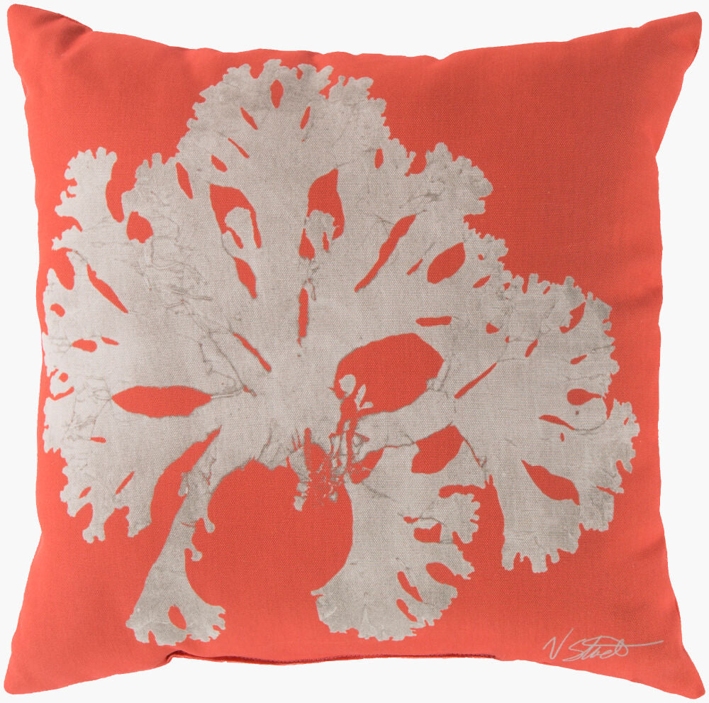Rain Accent Pillow — Coral/Light Beige