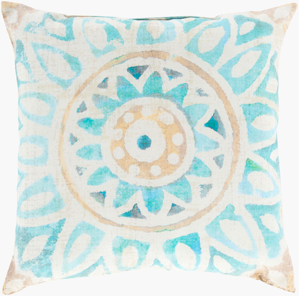 Rain Accent Pillow — Aqua/Camel