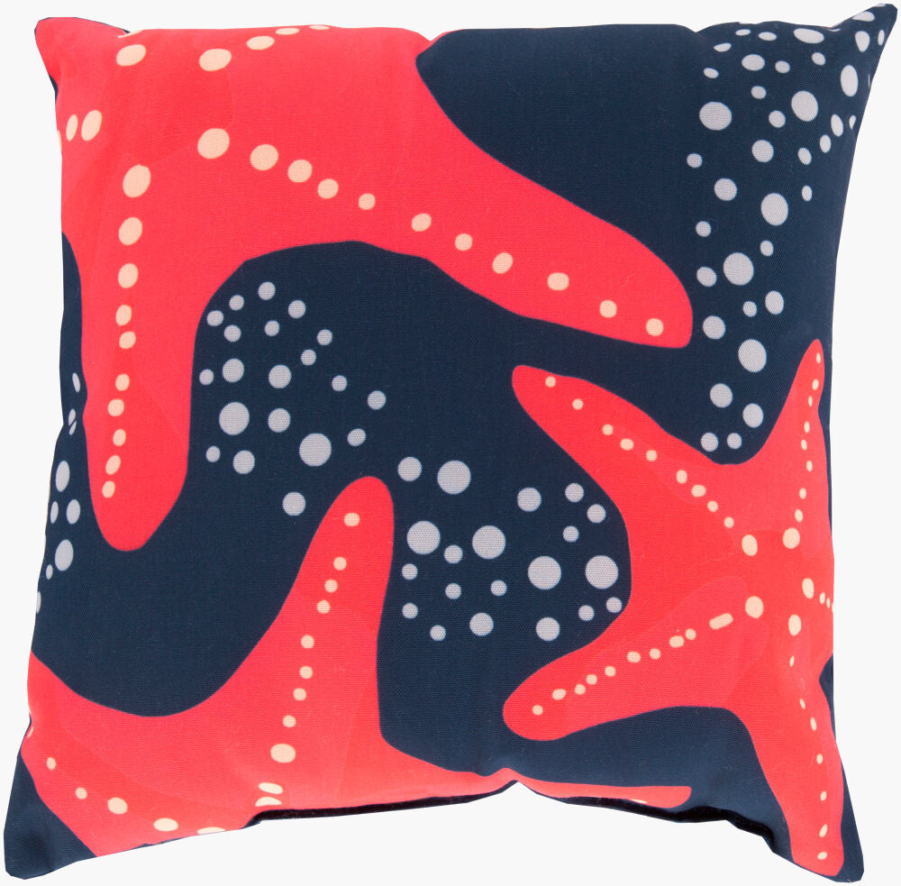 Rain Accent Pillow — Coral/Dark Blue