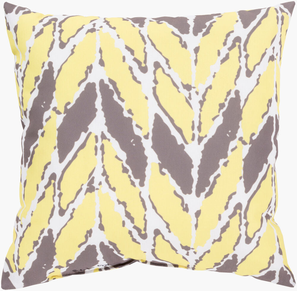 Rain Accent Pillow — Bright Yellow/Taupe