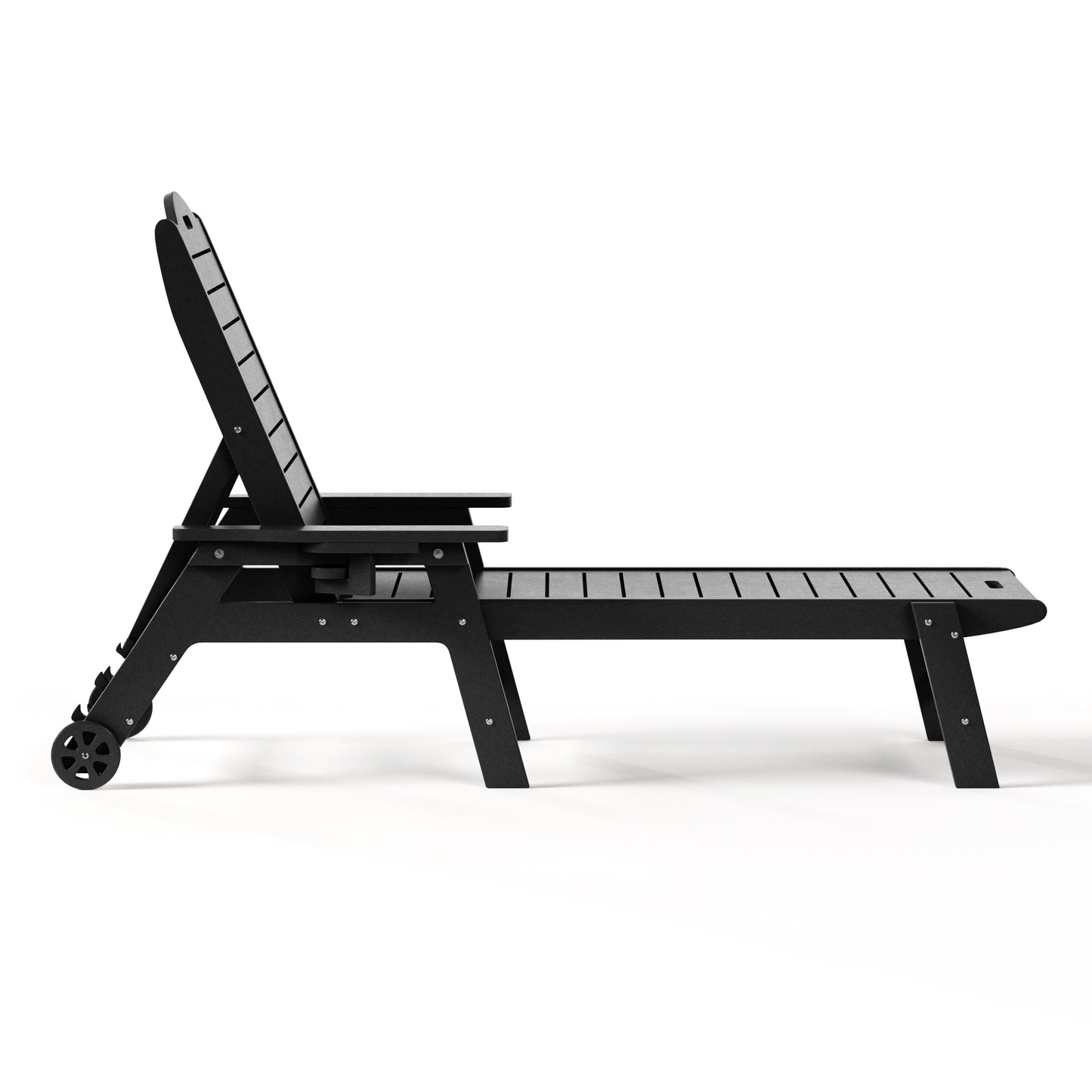 Santa Barbara Reclining Chaise Lounge with Cup Holder and Wheels Black Seahawk Designs Patio Chaise Lounges