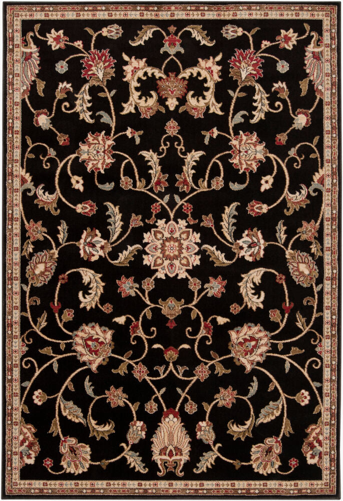 Riley Machine Woven Rug — Black/Coral