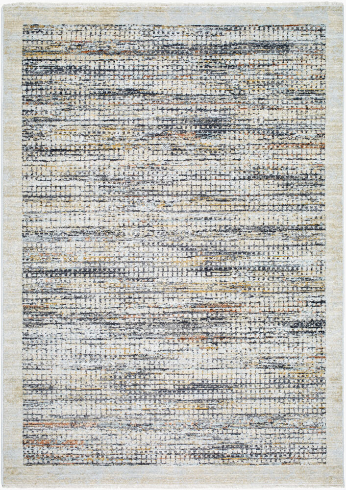 Rojin Machine Woven Rug — Black/Light Blue