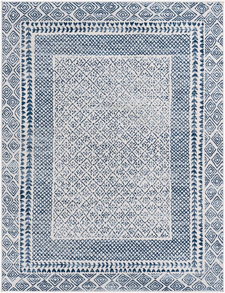 Roma Machine Woven Rug — Blue/Dark Blue