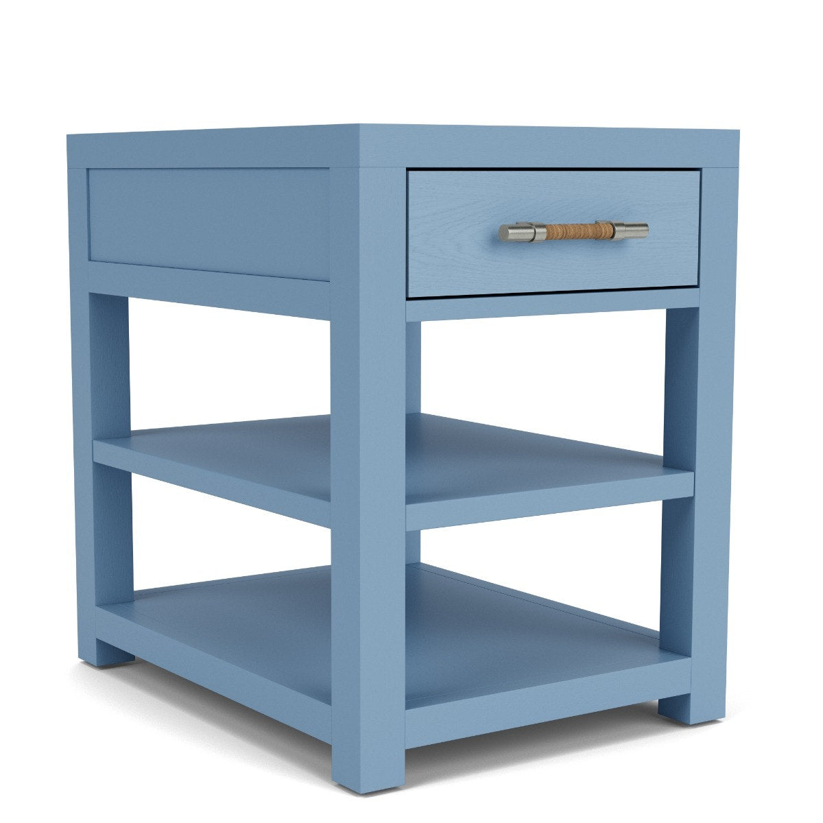 Riverside Rosalie Chairside Table — Slim Blue Table with Shelf Riverside Furniture End Table