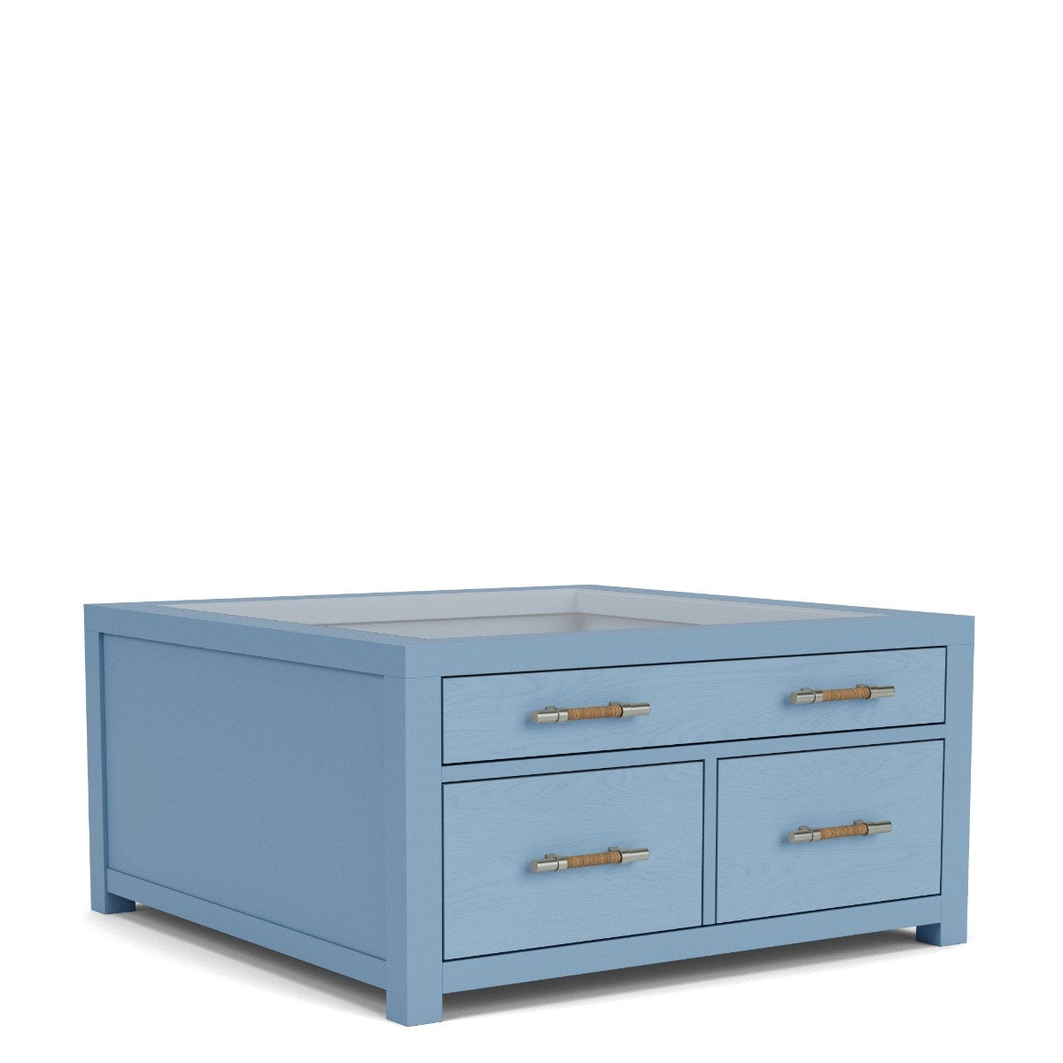 Riverside Rosalie Collectors Cocktail Table — Square Rattan Top Riverside Furniture Coffee Table