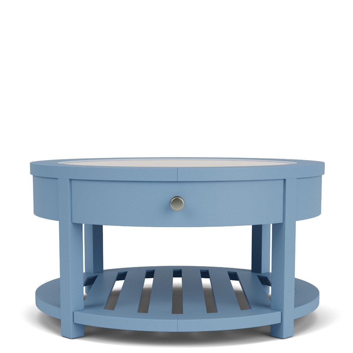 Riverside Rosalie Round Cocktail Table — Rattan Top, Cabana Blue Riverside Furniture Coffee Table