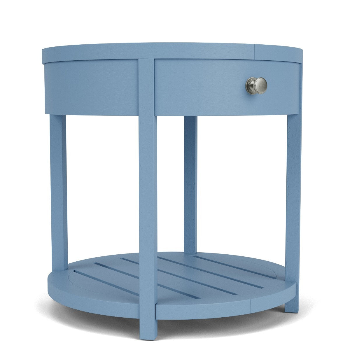 Riverside Rosalie Round End Table — Rattan Top, Cabana Blue Riverside Furniture End Table