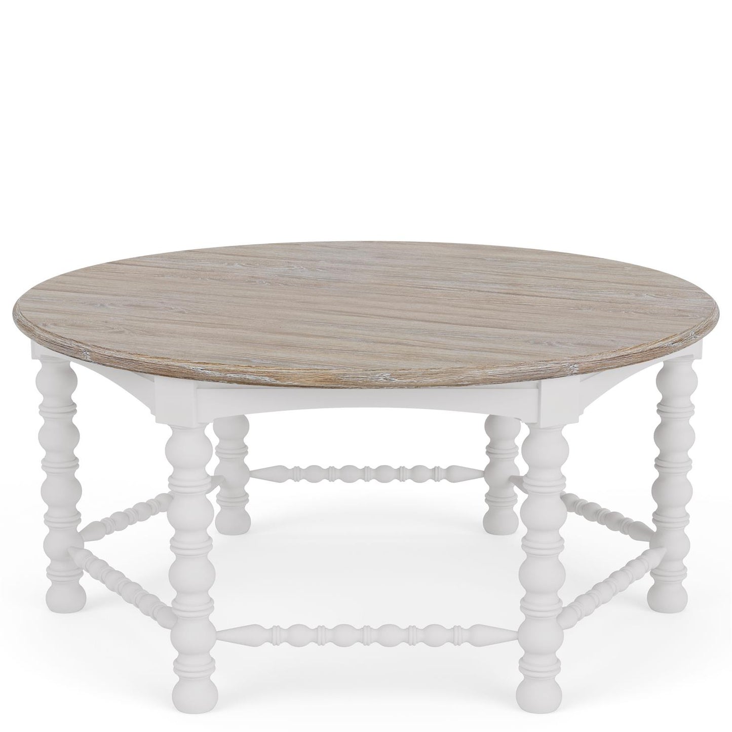 Riverside Rosalie Round Spindle Cocktail Table — Coastal Two-Tone Riverside Furniture Coffee Table