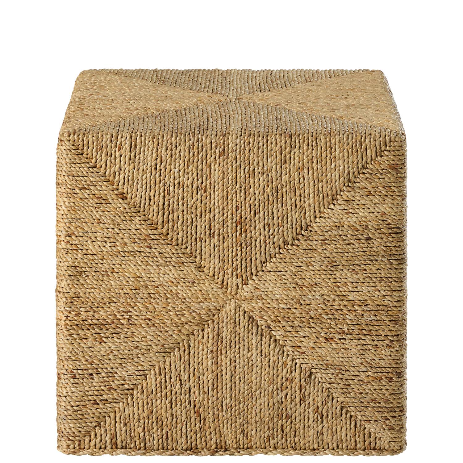 Riverside Rosalie Woven Cube Table — Fully Wrapped Grass Weave Riverside Furniture End Table