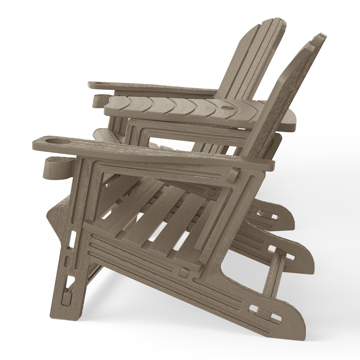 Set of Snap'n Lock Adirondack Chairs with Connecting Wedge Table (No Tools or Hardware) Seahawk Designs Adirondack Chairs
