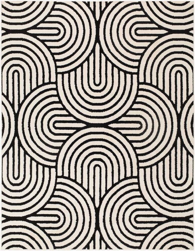 The Studio Edit Machine Woven Rug — Black/Cream