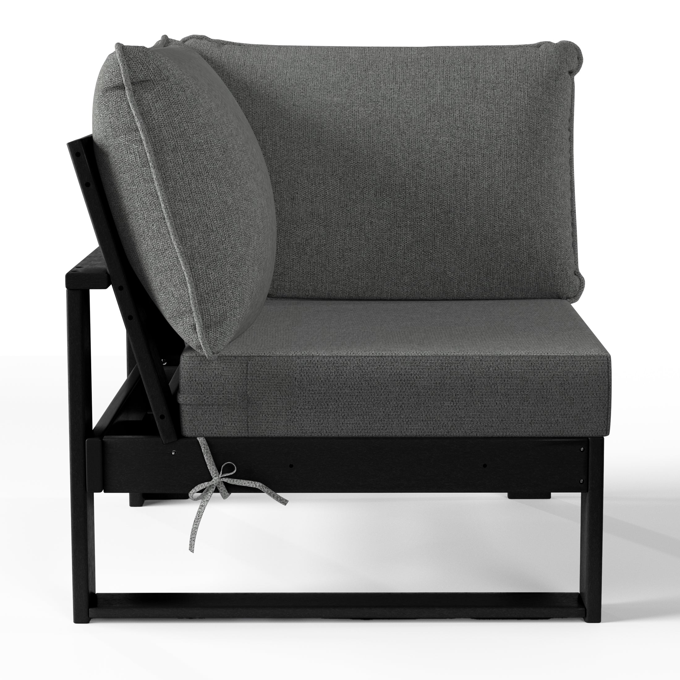 Signature All-Weather Outdoor Modular Patio Deep Seating Corner Chair (Corner Sectional Seat) Black Gray Seahawk Designs Patio Chairs