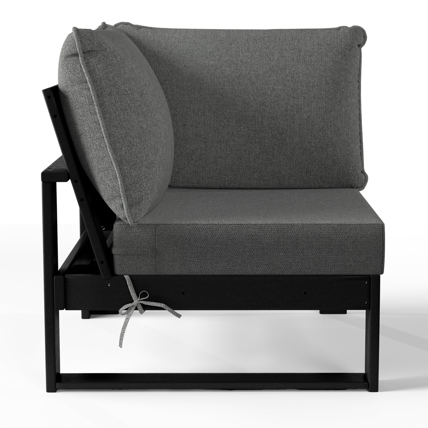 Signature All-Weather Outdoor Modular Patio Deep Seating Corner Chair (Corner Sectional Seat) Black Gray Seahawk Designs Patio Chairs