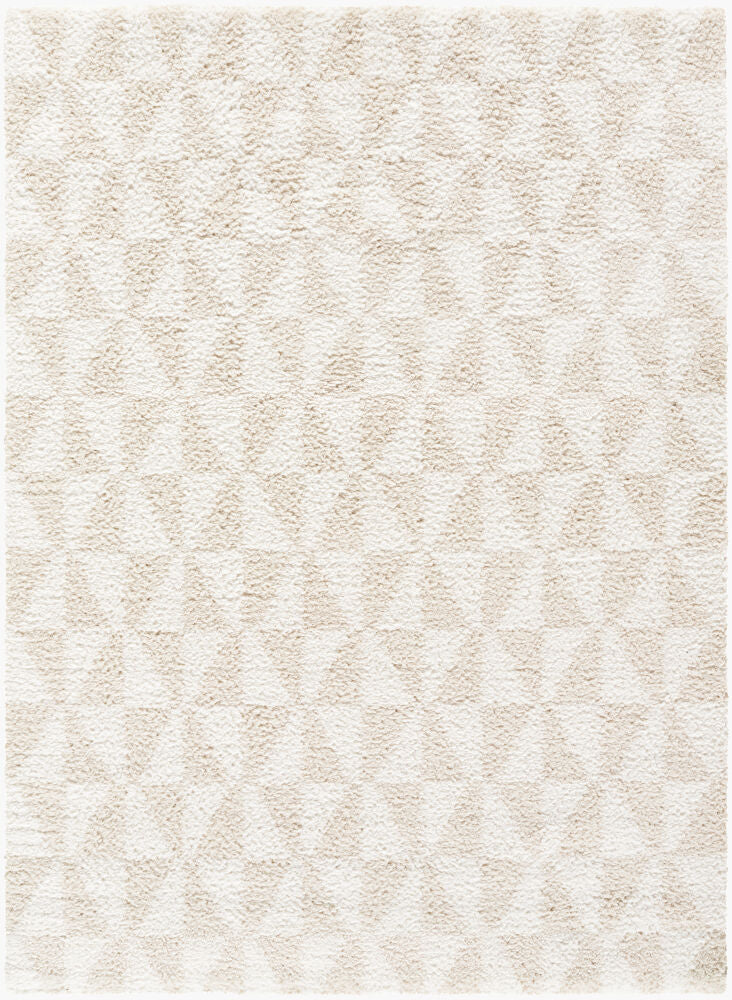 Sacramento Shag Machine Woven Rug — Oatmeal/White