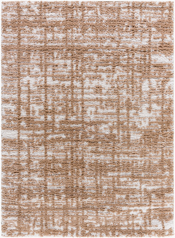 Sacramento Shag Machine Woven Rug — Tan/White
