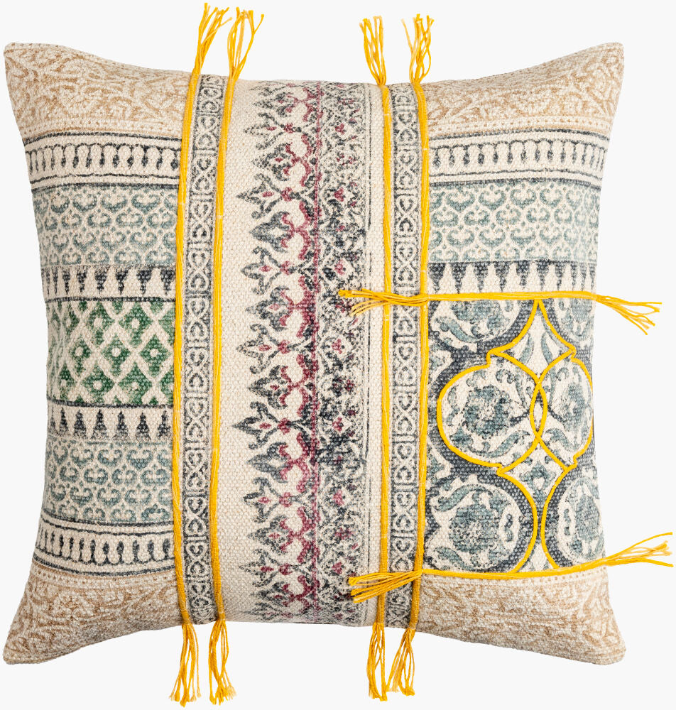Sanga Accent Pillow — Cream/Ink Blue