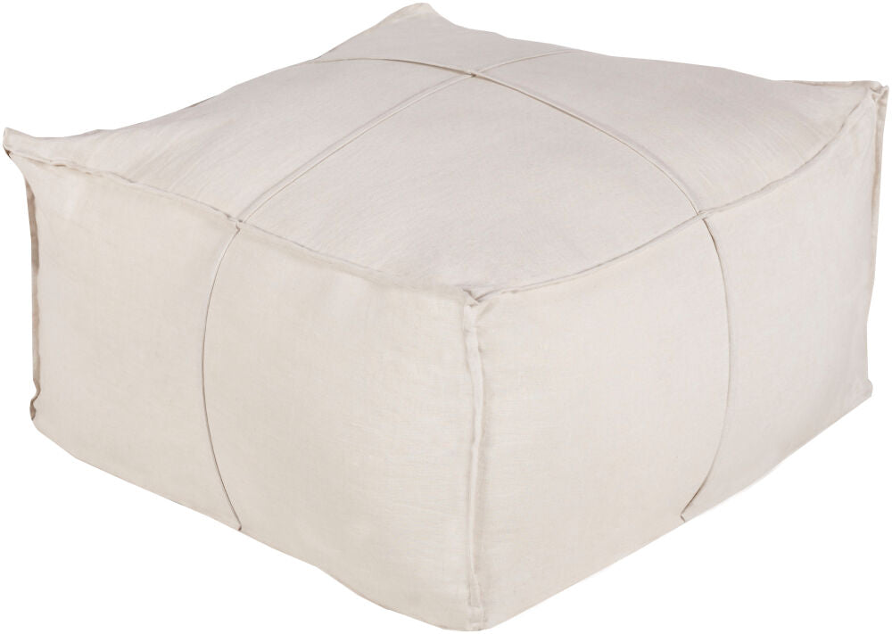 Solid Linen Pouf — Ivory